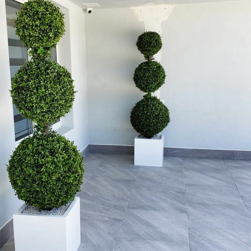 Triple Ball Topiary with Medium-Sized Fibreglass Pot