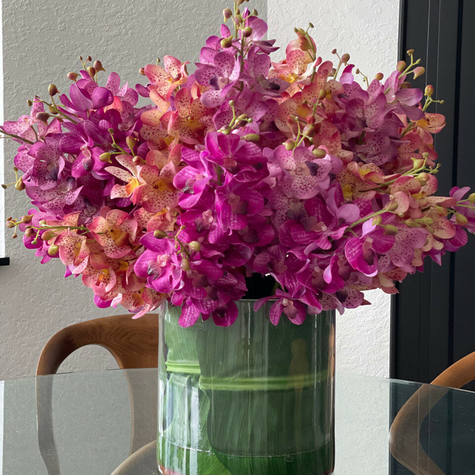 Mixed Mokara Orchids in Large Rota Cylinder