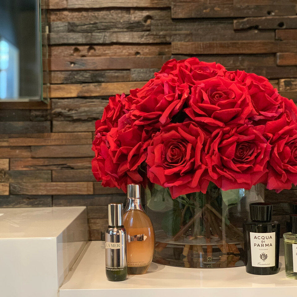 Cylinder with Artificial Red Roses