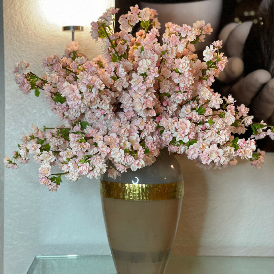 Goddess Vase with Pink Cherry Blossom Flowers