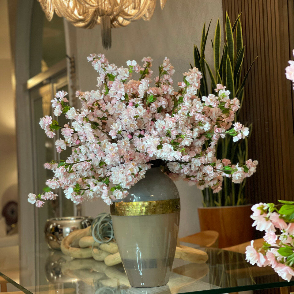 Goddess Vase with Pink Cherry Blossom Flowers